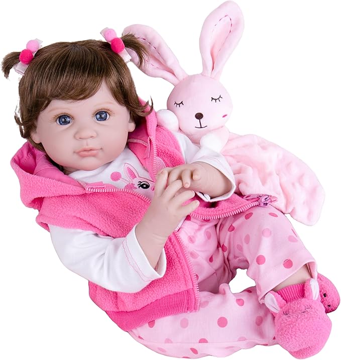 Milidool Lifelike Reborn Baby Dolls Girl, 22 inch Realistic Silicone Baby Doll Weighted Soft Body Baby Doll Real Life Baby Dolls with Accessories for 3+ Year Old Girls Gifts, Pretend Play, Collection