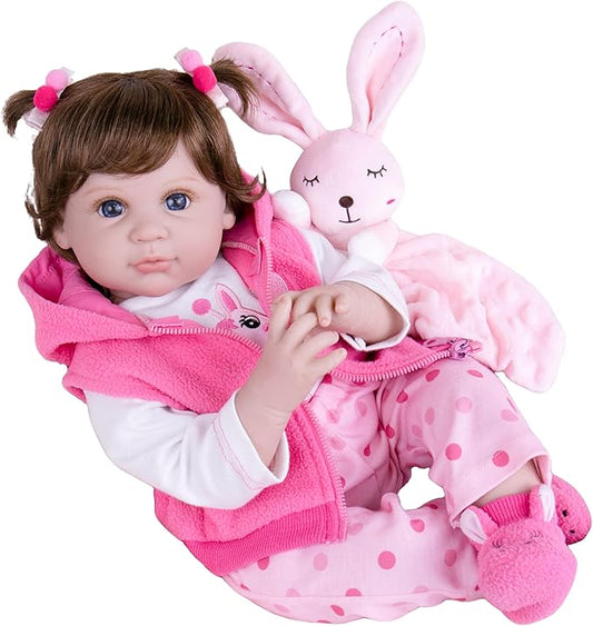 Milidool Lifelike Reborn Baby Dolls Girl, 22 inch Realistic Silicone Baby Doll Weighted Soft Body Baby Doll Real Life Baby Dolls with Accessories for 3+ Year Old Girls Gifts, Pretend Play, Collection