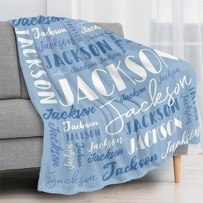 Name Blanket Personalized Blanket for Adult Kids Flannel Customize Throw Blanket Custom (Color 02, 60 x 80 Inches)