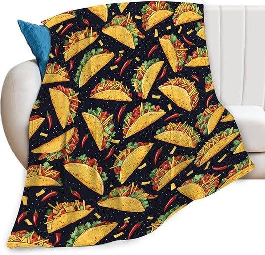 Taco Blanket for Women Girls, Taco Lovers Flannel Throw Blanket, Cozy Fleece Soft Stuff Food Blankets Gift for Kids Couch Sofa Bed 50" x 40"