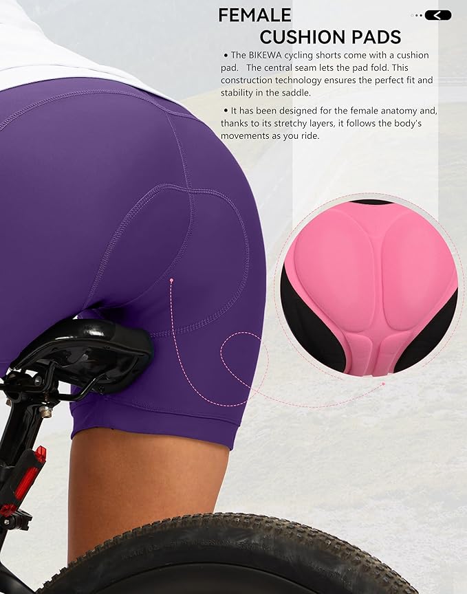 Women's 4D Padded Bike Shorts 5"/7" Riding Underwear Cycling Bicycle Road Biking Cycle Shorts for Women Zipper Pockets