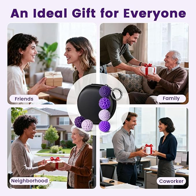 LovesTown 6PCS Silicone Magnetic Fidget Balls, Sensory Toys Stress Balls for Adults Teens Quiet Desk Toys with Texture for Office School Birthday Fun Gift (Purple)