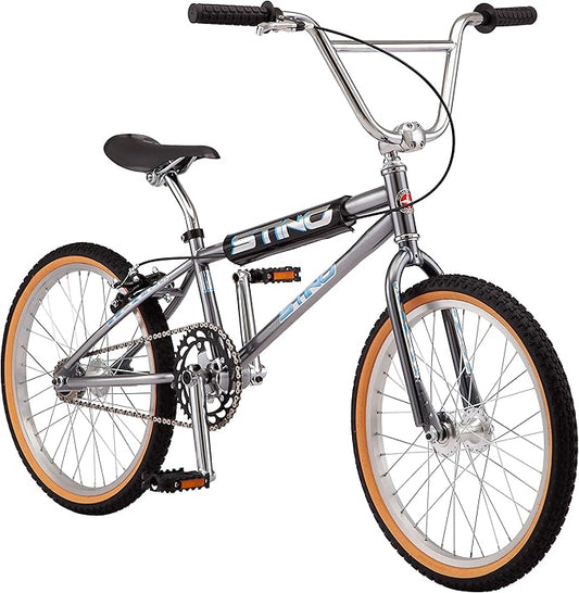 Schwinn Sting Pro and Predator Team BMX Bike for Kids/Youth, Retro Design, Single-Speed, Hi-Ten Steel Frame, 20 or 24-Inch Wheels, Multiple Colors