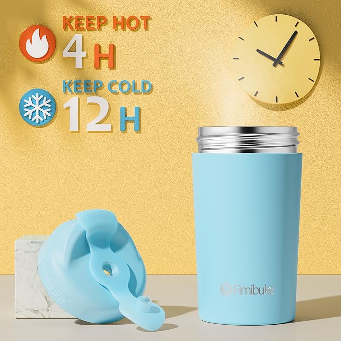 Fimibuke Kids & Toddler Cups, 10 OZ Spill Proof Straw Cups for Toddlers, 2 Pack Leak-Proof Kid Insulated Tumbler with Screw-On Lid & Silicone Straw with Stopper, Stainless Steel Sippy Cup for Girl Boy