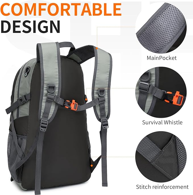 40L Hiking Backpack Lightweight Daypack Waterproof Travel Camping Backpack for Men Women Sport Packable