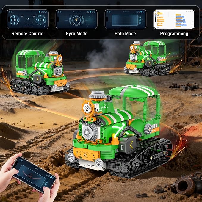 STEM Robot Building Kits for Kids 6-14, 5in1 Remote & APP Controlled STEM Tractor/Frog/Robot Building Toys, 732 Pcs Educational Building Block Sets for Kids, Erector Sets Gifts for Boys Girls