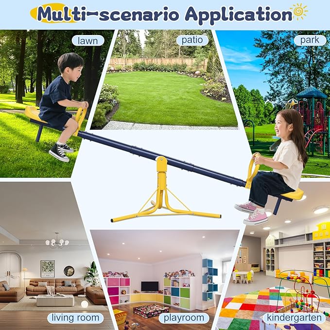 Seesaw for Kids Outdoor for Ages 3-8,68.5 inch Teeter Totter Sit and Spin Outdoor Toys Swiveling 360 Degrees Rotating for Children Age 3 4 5 6 7 8 Courtyard Park Playground Balcony