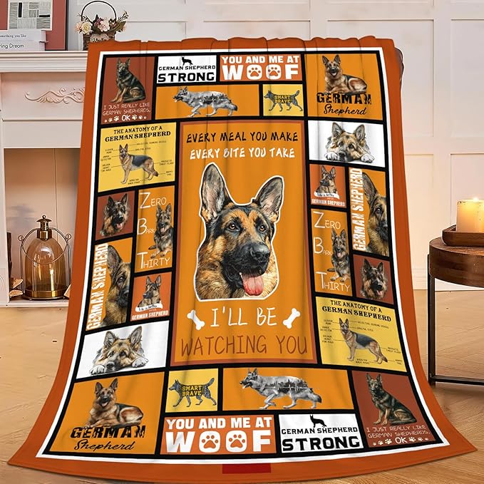 German Shepherd Throw Blanket German Shepherd Puppy Stuff Gifts for Dog Lover Kids Girls Boys Adults Women Men Soft Cozy Warm Plush Fluffy Fuzzy Fleece Blanket Decor 50''X60''