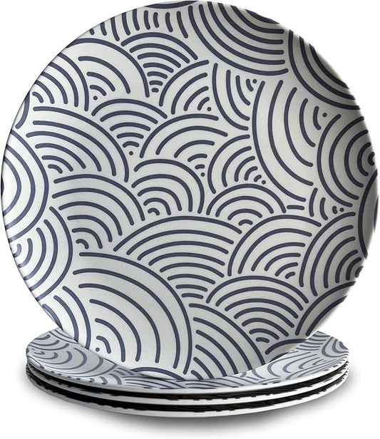 Nook Theory 4 Pack Reusable Bamboo Plates - Non-Toxic Toddler and Kids Plate, Dishwasher Safe, Not Microwavable Dinnerware (Coast 8")