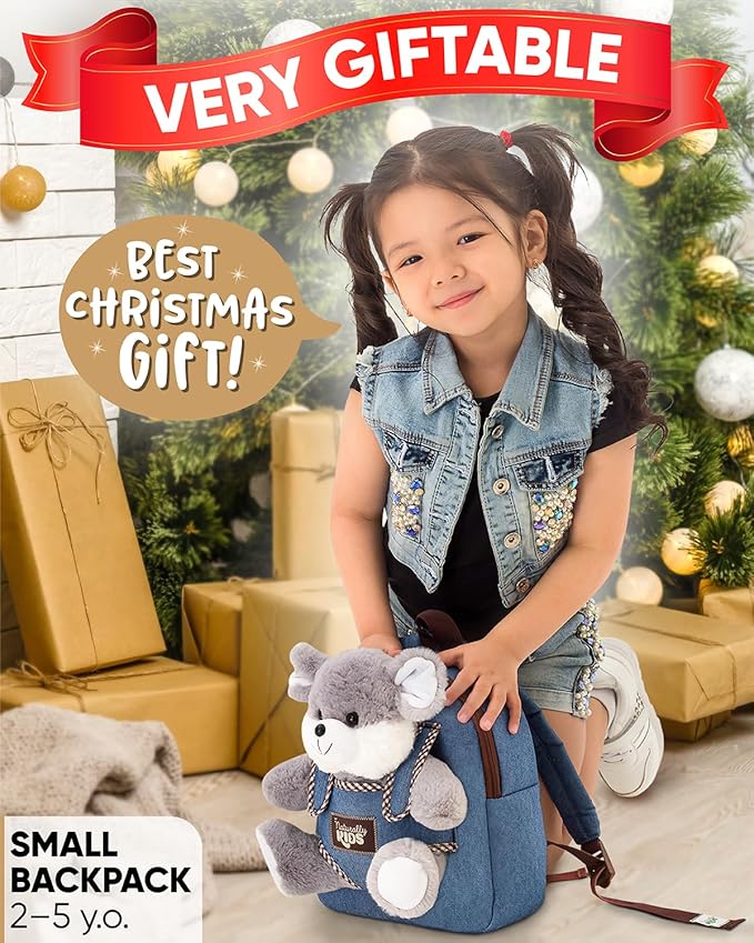 Mouse Backpack, Mouse Toys for Kids 3-5, Toddler Stuffed Animal Gifts for 2 3 4 5 Year Old Girl Boy