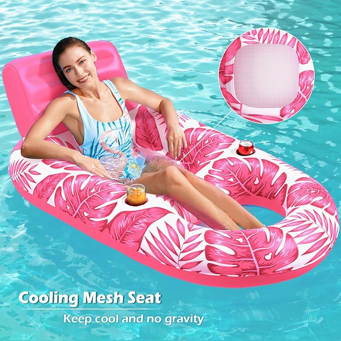 Jasonwell Inflatable Pool Float Adult - Pool Floaties Lounger Floats Raft Floating Chair Water Floaties for Swimming Pool Lake Lounge Float with Cup Holders Beach Pool Party Toys for Adults