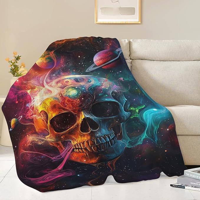 Skull Blanket Skeleton Throw Blanket Gifts for Women Girls Men Boys Kids Adults Super Soft Cozy Plush Fluffy Fuzzy Fleece Blanket Decor 40''X50''