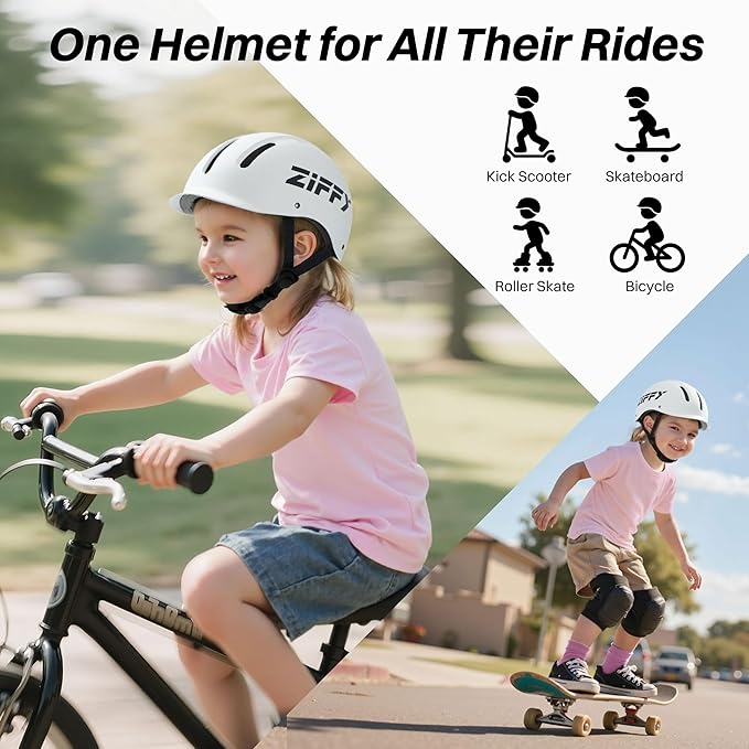 ZIFFY Kids/Toddler Bike Helmet, Adjustable, Lightweight, Safety Certified Scooter Helmet for Boys & Girls with Washable Inner Lining, 2 Sizes, 4 Colors – Fits Toddlers to Youth