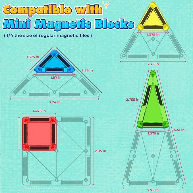 40PCS Mini Magnetic Tiles Toddler Travel Essentials Toys with Case Set, Magnetic Building Blocks Kids Games, Montessori Preschool Education Sensory Toys for 3 4 5 Year Old Boys Girls Birthday Gifts