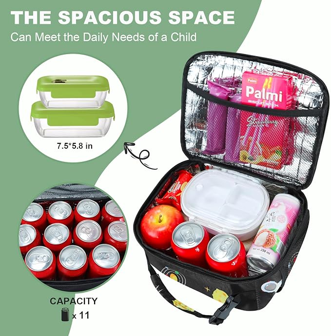 Kids Lunch Box for Boys Girls Lunch Bag Insulated Durable Lunchbox Children Lunch Tote Bag for School Astronaut
