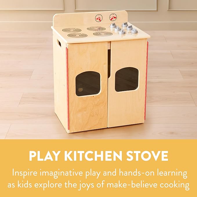 Chef's Station Kids Wooden Pretend Kitchen Stove, Play Kitchen, Natural