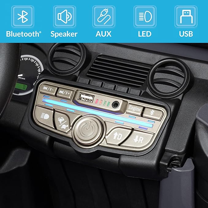 Kidzone Licensed Land Rover Defender 110 SVX 12V Ride On Car for Kids Ages 3–8, Electric SUV Toy with Parent Remote Control, Bluetooth Music, LED Headlights, Off-Road Wheels, Grey