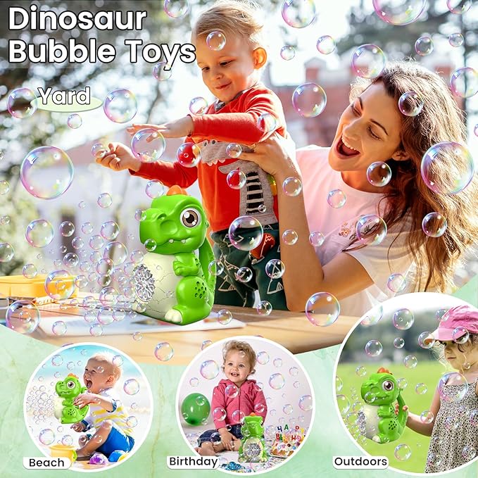 Automatic Bubble Machine Dinosaur Toys: T-Rex Bubbles Gun for Kids & Toddlers - Outdoor Party Play Bubble Toy - Idea Gift for Easter, Birthday, Christmas