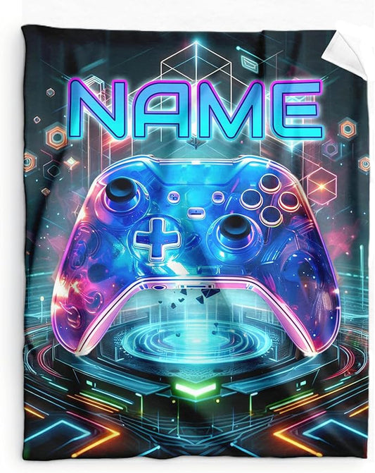 Custom Blanket for Boys Men - 80x60 Inches Twin Size Game Throws for Teenage Gifts Ideas - Soft Lightweight Warm Gaming Blankets for Bed, Living Room - Accessories Throws for Gamer Lovers