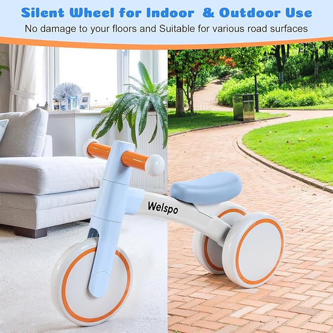 welspo Baby Balance Bikes for 1 Year Old Boys Girls 12-24 Months Kids Toddler First Bicycle Infant Walker Children No Pedal 3 Wheels Mini Bike Riding Toys