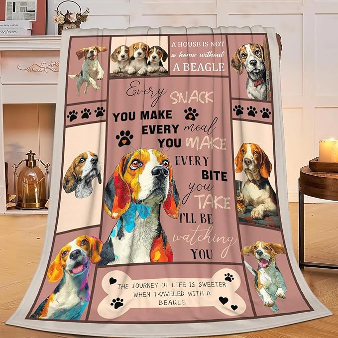 Beagle Throw Blanket Beagle Puppy Stuff Gifts for Dog Lover Kids Girls Boys Adults Women Men Soft Cozy Warm Plush Fluffy Fuzzy Fleece Blanket Decor 50''X60''