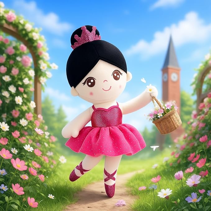 Gloveleya Ballet Toy Baby Girl Gifts Dolls Soft Plush Toy Ballet Girl Doll Rugosa Rose 14 Inches with Gift Box