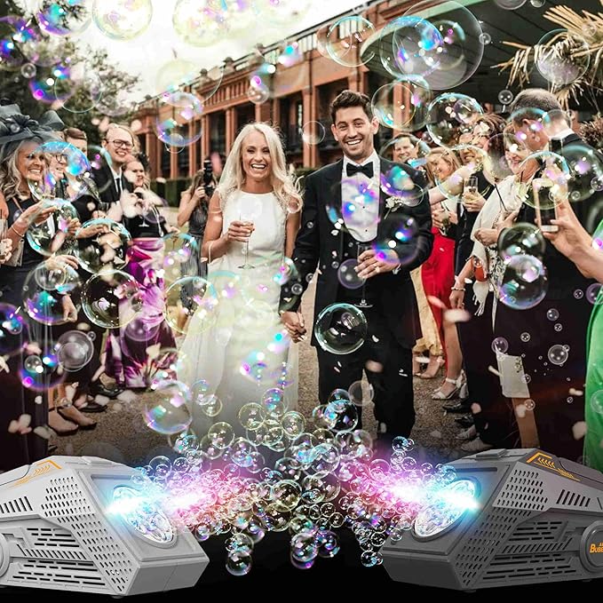 2-Pack Bubble Machine,Automatic Bubble Blower with 4 Rechargeable Batteries 20000+ Big Bubbles Per Minute Toys for Kids Summer Outdoor Birthday Wedding Party(Black+Black)