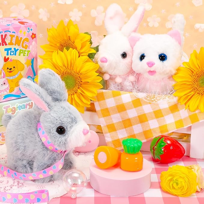 Tagitary Plush Bunny Toy for Kids,Interactive Realistic Bunny with Sounds,Walking,Ears Wiggling,Twitch Mouth and Nose,Hopping Rabbit Toys Easter Christmas Birthday Gift for Toddlers
