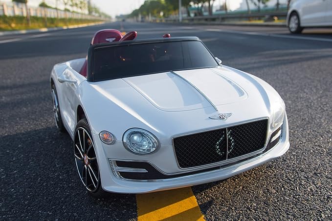 Licensed Bentley EXP12 Kids Ride on Toy Car, 12V Battery Powered Children Electric 4 Wheels w/Parent Remote Control, Foot Pedal, 2 Speeds, Music, Aux, LED Headlights (White)