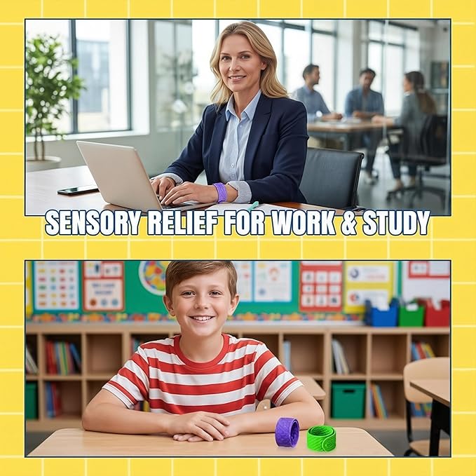 Sensory Fidget Toys Slap Bracelets: 8 Pack Textured Silicone Autism Toys for Kids, Calming Tool for Special Needs, Wearable Anxiety Relief Items for Adults, Office Desk, Travel, Classroom Must Haves