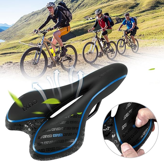 OUXI Comfort Bike Seat Comfortable Gel Bicycle Saddle Replacement Soft Padded with Shock Absorbing Waterproof for MTB Mountain Bike Road Bike Exercise Bike Men Women and Ladies