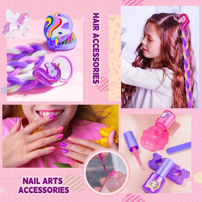 Kids Makeup Kit for Girls - Girls Makeup Kit Toys, Real Washable Cosmetic Set with Storage Case, Kids Play Makeup Set for Christmas Birthday Gift 3 4 5 6 8 10 11 12+ Years Old, Purple