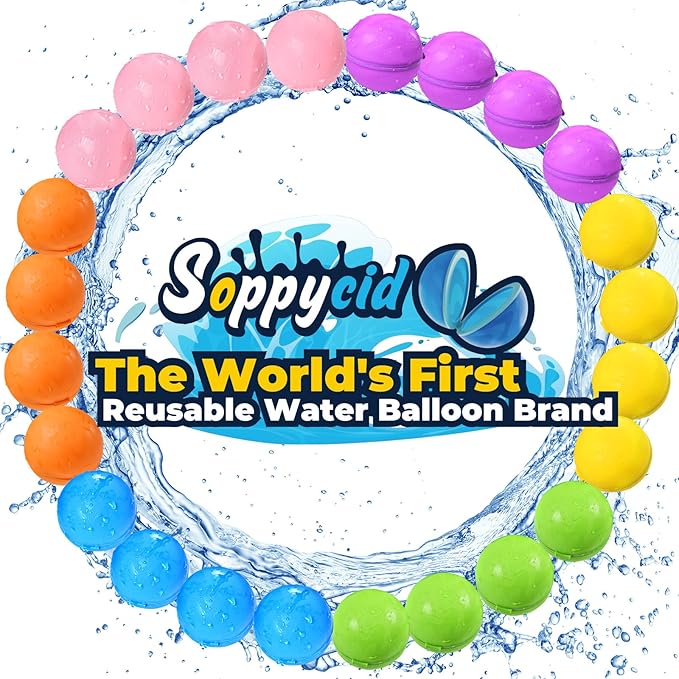 SOPPYCID Reusable Water Balloons Quick Fill Self Sealing, Refillable Water Bombs for Kids Adults, Latex-Free Silicone Splash Water Ball for Summer Fight