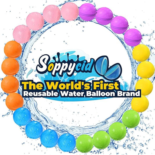 SOPPYCID Reusable Water Balloons Quick Fill Self Sealing, Refillable Water Bombs for Kids Adults, Latex-Free Silicone Splash Water Ball for Summer Fight