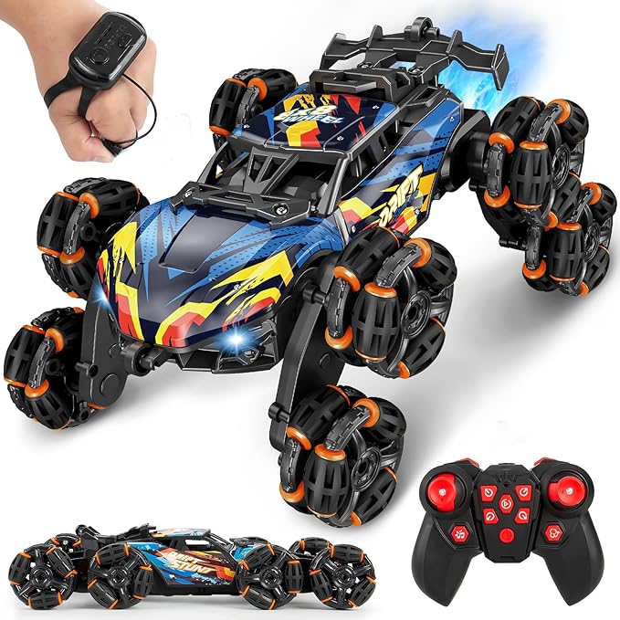 8WD Gesture Sensing RC Stunt Car Toys for Boys Age 8-12, 2.4GHz Hand Controlled Remote Control Car with Light & Music & Spray, Cool Christmas Birthday Present Gifts for Kids 6 7 8 9 10 11 12 Years Old