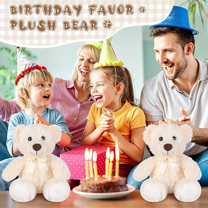 Zhanmai 18 Pcs 14 Inch Bears Stuffed Animal 2025 Graduation Gifts Bulk Plush Bear Toys for Birthday Baby Shower Party Favor(White)