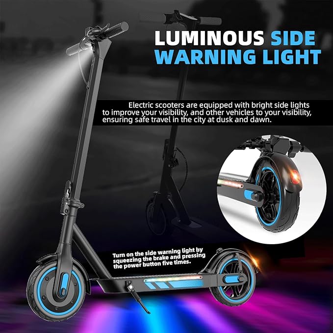 Electric Scooter Adults, 500/600W Motor, 28 MPH Top Speed,10" Vacuum Big Tires, Foldable E-Scooter with App Control & Disc Braking System for Smart APP Contro