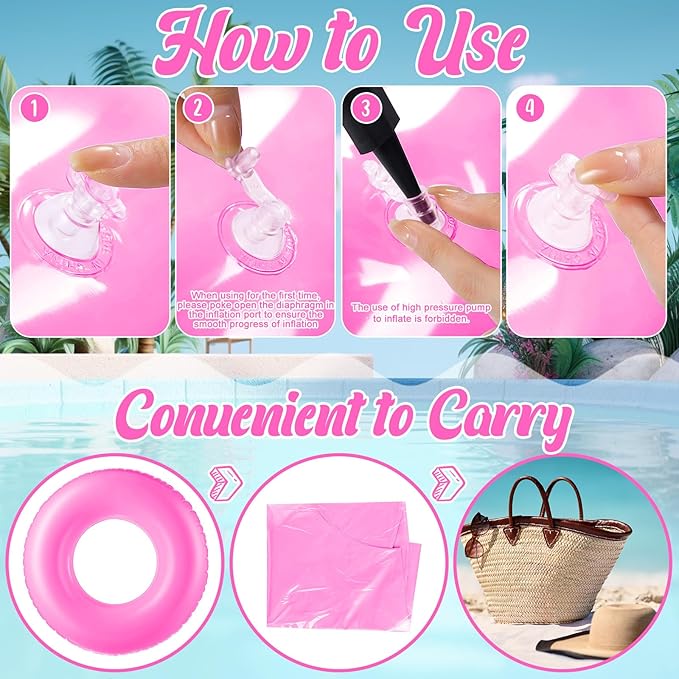 8 Pcs Large Inflatable Pool Float 36 Inches Swimming Ring Pool Floats Adult Inflatable Tube for Summer Vacation Beach River Bachelorette Wedding Party Supplies