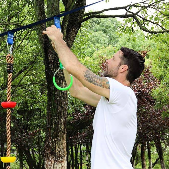 Rainbow Craft 7-Pack Colorful Ninja Rings - Gymnastic Ring, Swing Bar Ring, Monkey Rings for Backyard Ninja Warrior Obstacle Slackline Kits