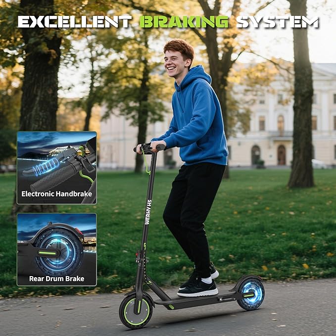 Electric Scooter, 350W/500W Powerful Motor, 19/22 MPH Max Speed, 15/21/28 Miles Range, with 8.5"/10" Solid Tires, Lightweight Foldable Kick Scooter with Dual Braking Systems, Smart APP, Cruise Control