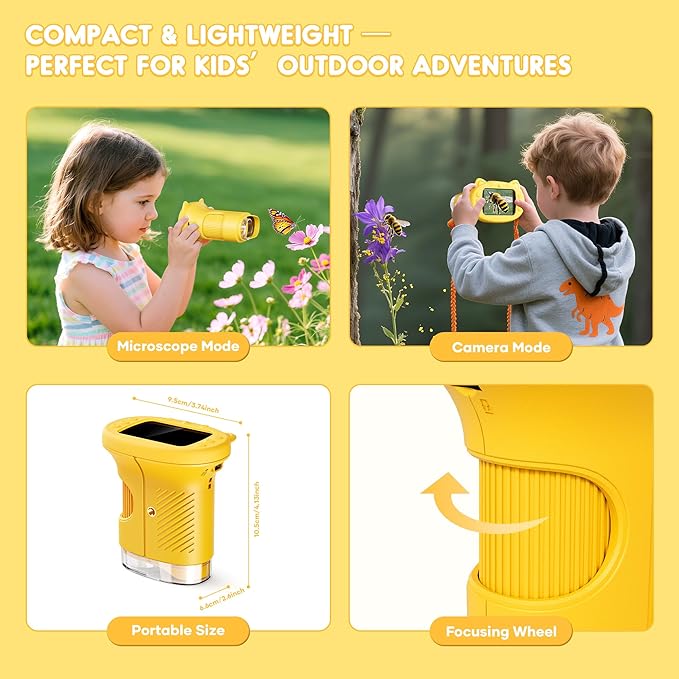 Digital Microscope for Kids Toys for Ages 5-7 8-13: 1000X Handheld Microscope with 2.0" IPS Screen, Science Toy with Photo & Video Capture, 6 8 Year Old Boy Birthday Gift, Toys for Boys 6-8 8-10