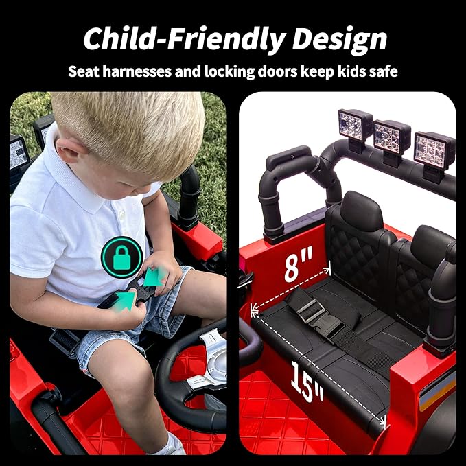 12V Ride on Electric Car, Kids Ride on Toy Truck for Toddlers 3-5 w/Remote Control, 3 Speeds - Red