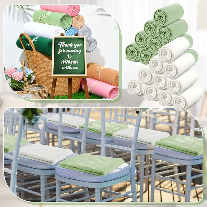 Newwiee 24 Pcs Fleece Throw Blankets Bulk Outdoor Wedding Guest Gifts Soft Lightweight Sleepover Lap Blankets Pet Home Sofa Couch Office Donation Homeless, 50 x 60 Inch (Light Green/White)