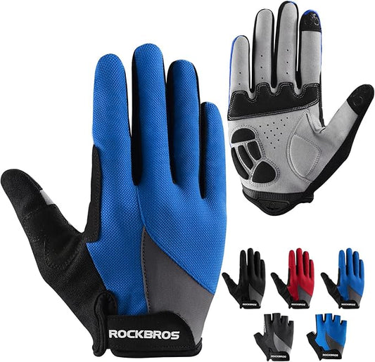 ROCKBROS Cycling Gloves for Men Women - Breathable Gel Pad Road Mountain Bike Gloves - Touch Screen Anti-Slip MTB Gloves for Cycling Workout Outdoor Sports