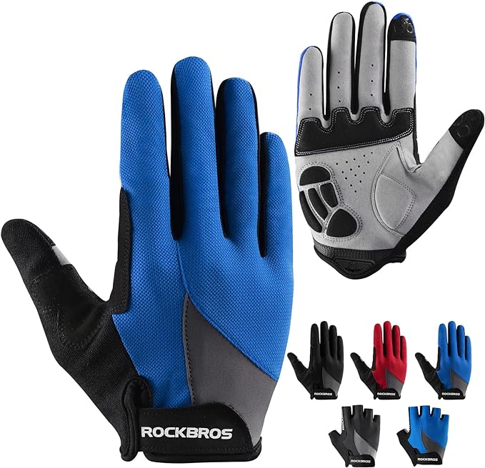 ROCKBROS Cycling Gloves for Men Women - Breathable Gel Pad Road Mountain Bike Gloves - Touch Screen Anti-Slip MTB Gloves for Cycling Workout Outdoor Sports