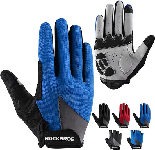 ROCKBROS Cycling Gloves for Men Women - Breathable Gel Pad Road Mountain Bike Gloves - Touch Screen Anti-Slip MTB Gloves for Cycling Workout Outdoor Sports