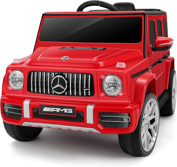 ELEMARA Licensed Mercedes-Benz AMG G63 Ride on Toys,Drivable Car for Toddler,Kids' Electric Vehicles,Dual Mode of Flashing Light/LED Light,Spring Suspension,Bluetooth,Music& Horn,Soft Start,Red