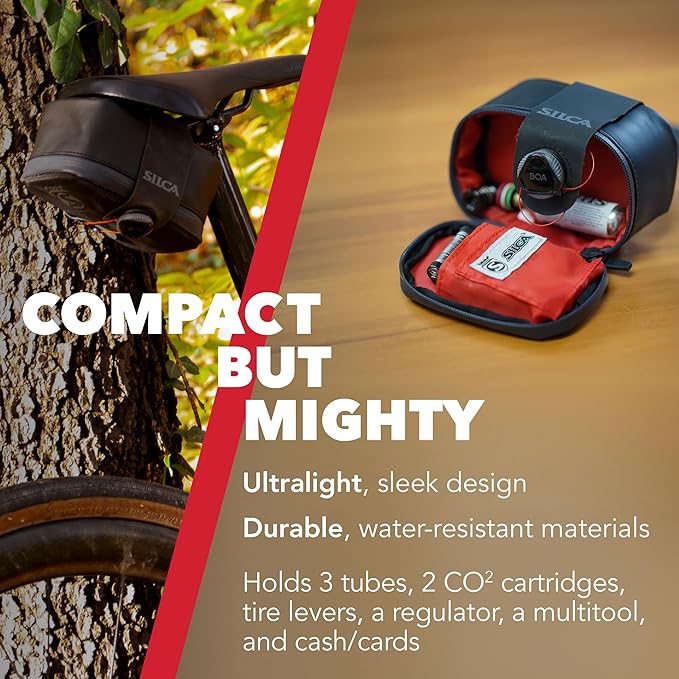 SILCA Mattone Grande | Bicycle Seat Bag Secured by BOA Capture System | YKK Waterproof Zipper | 77 Cubic Centimeters of Storage Space | Bike Saddle Bag