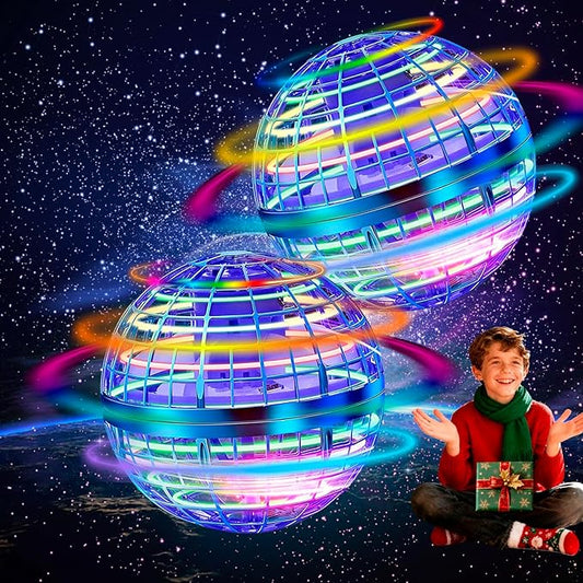2 Pack-2025 Upgraded Flying Orb Ball Toy, Hover Boomerang Ball Spinner Mini Drone - Magic Floating Galactic Fly Spinning Orb, for Boys Girls and Kids