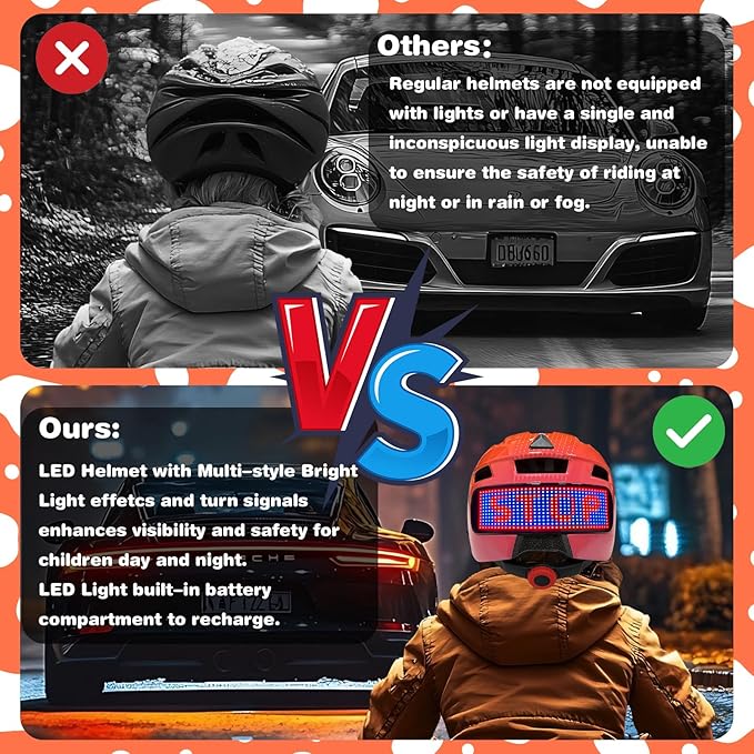 Kids Bike Helmet with LED Lights, Remote Control Turn Signals Safety Helmet Back Light for Youth Mountain Cycling Scooter Skateboarding, Adjustable and Lightweight for Boys Girls